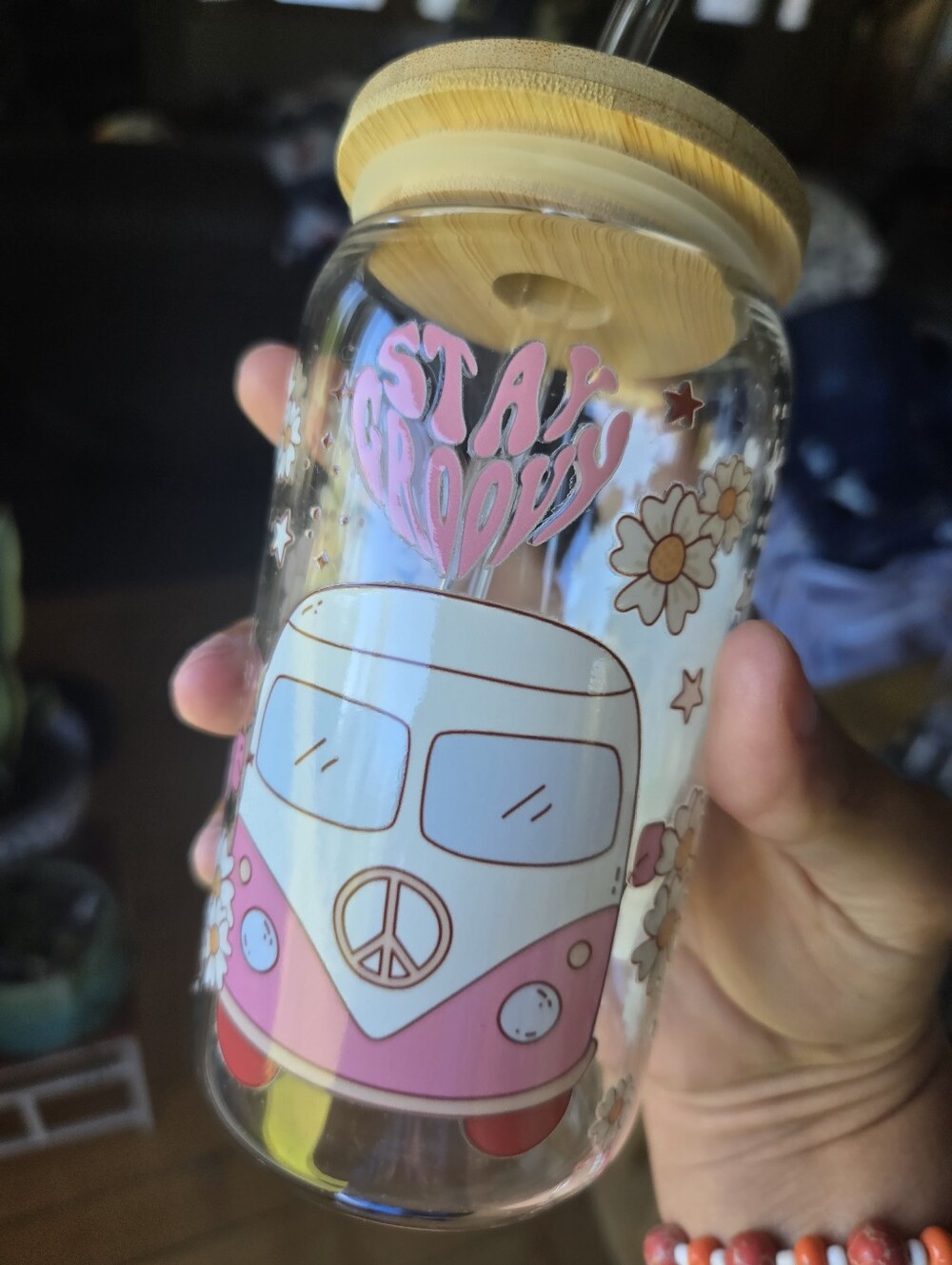 Clear Glass Tumbler With Bamboo Lid